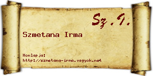 Szmetana Irma névjegykártya